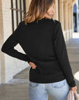Solid Reverse Seam Crew Neck Long Sleeve Top