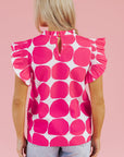 Loretta Bubblegum Pattern Frilled Top