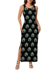 Turquoise Naja Sleeveless Bodycon Side Slit Maxi Dress