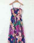 Floral Shirred Spaghetti Strap Maxi Dress