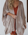 Velvet 3/4 Sleeve Open Front Kimono