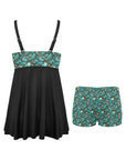 All Turquoise Swim Dress & Shorts Set