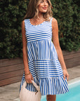 Stripe Sleeveless Tiered Mini Dress