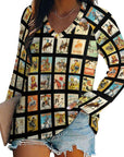 Baha Ranch Cowboy Collage Western Print Long Sleeve Top
