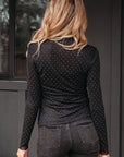 Anastasia Rhinestone Embellished Mesh Long Sleeve Top