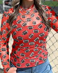 Game Day Sheer Mesh Long Sleeve Top