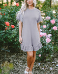 Belen Lace Ruffled T-shirt Dress