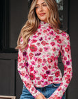 Rosalie Floral Long Sleeve Slim Fit Mesh Top