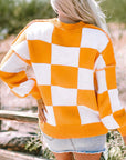 Checker Bishop Sleeve Sweater