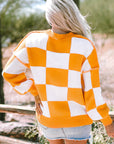 Checker Bishop Sleeve Sweater