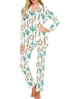 Turquoise Christmas Cactus Women's Western Pajamas
