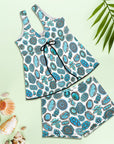 Turquoise Crazy Tankini Boy Shorts Swim Set