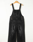 Baylor Distressed Bib Pocket Wide Leg Denim Overall