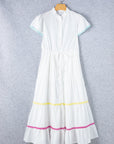 Aleah Rickrack Trim Short Sleeve Long Dress