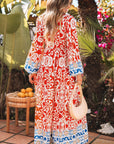 Lenora Boho Geometric Printed Long Sleeve Maxi Dress