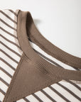 Stripe Contrast Trim Ruffle Sleeve Top