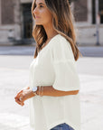Jennifer Waffle Knit Drop Shoulder Loose Top