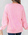 Solid Bow Patchwork Mineral Wash Sweatshirt