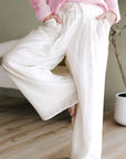 Jessie Casual Tie Waist Pleated Wide Leg Pants