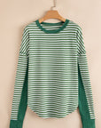 Stripe Thermal Knit Drop Shoulder Top