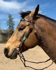Turquoise Rawhide Dark Leather Browband Headstall
