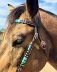 Turquoise Rawhide Dark Leather Browband Headstall