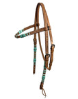 Turquoise Rawhide Light Oil Browband Headstall