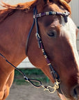 Dark Oil Futurity Headstall with Rawhide Overlay