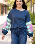 Sara Flower Raglan Sleeve Top