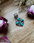 Flower Pendant with Sonoran Gold Turquoise – Sterling Silver – Native Made by Charles Johnson – Fits 10mm
