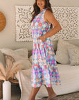 Lottie Floral Print Frilly Neck Sleeveless Tiered Maxi Dress