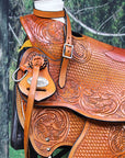 Western Horse Wade Saddle Leather Ranch Roping Beige Hilason
