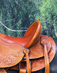 Western Horse Wade Saddle Leather Ranch Roping Beige Hilason