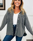 Mineral Wash Chest Pocket Drop Shoulder Shacket