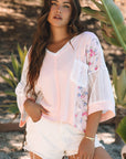 Aubree Floral Lace Crochet Patchwork Blouse