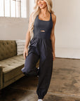 Avianna Back Crossed Straps Hollow Out Jogger Jumpsuit
