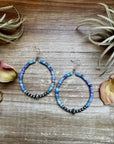 Hoop Earrings with Purple Dolomite Heishi & Sterling Silver Pearls