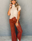Ribbed Knit Short Sleeve Sweater