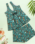All Turquoise Tankini & Boy Shorts Swim Set
