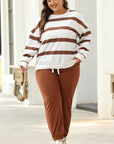 Stripe Drop Shoulder Top and Jogger Pants Set