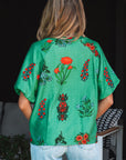 Penelope Floral Buttoned V Neck Short Sleeve Blouse