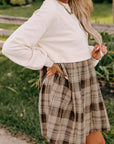 Plaid Patchwork High Waist Sweatshirt Mini Dress