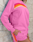Colorblock Stripe Pullover and Shorts Set