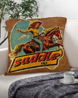 Saddle Up Vintage Cowgirl Throw Pillow Case 18x18inch Made in America