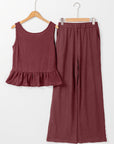 Teresa Ribbed Ruffle Tank Top and Pants Set