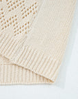 Solid Hollowed Knit Open Front Cardigan Sweater