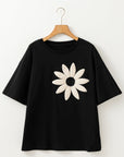 Floral Crochet Short Sleeve Tee
