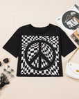 Checker Peace Sign Graphic T-Shirt