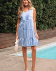 Stripe Sleeveless Tiered Mini Dress