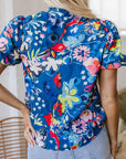 Floral V-Neck Puff Sleeve Blouse